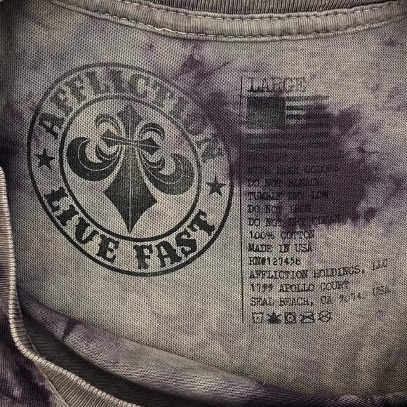 Affliction Tie Dye Vintage Gold Eagle Snake Curved Hem T Shirt Mens L - Picture 3 of 5